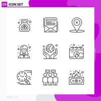 Line Icon set Pack of 9 Outline Icons isolated on White Background for Web Print and Mobile vector