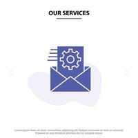 Our Services Data Data Integration Data Management Integration Solid Glyph Icon Web card Template vector