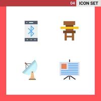 User Interface Pack of 4 Basic Flat Icons of bluetooth satellite wireless desk radar Editable Vector Design Elements