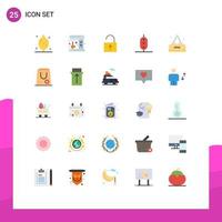 Modern Set of 25 Flat Colors Pictograph of buy meal user interface food vegetable Editable Vector Design Elements