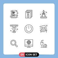 User Interface Pack of 9 Basic Outlines of ui on compass off printer Editable Vector Design Elements