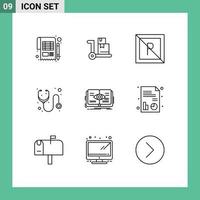 9 Outline concept for Websites Mobile and Apps book stethoscope no medicine doctor Editable Vector Design Elements