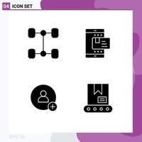 Set of 4 Commercial Solid Glyphs pack for automobile twitter online shopping construction Editable Vector Design Elements