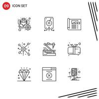 paquete de iconos de vector de stock de 9 signos y símbolos de línea para el almacenamiento de red de conexión distribuir elementos de diseño de vector editable de croquis