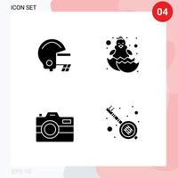 Modern Set of 4 Solid Glyphs and symbols such as american photography baby happy baby india Editable Vector Design Elements