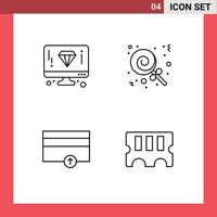 Group of 4 Filledline Flat Colors Signs and Symbols for design payments page sweets hardware Editable Vector Design Elements