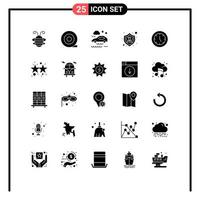 Modern Set of 25 Solid Glyphs Pictograph of products devices rain clock protect Editable Vector Design Elements