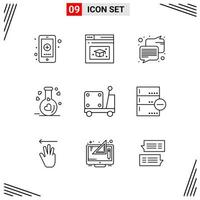 9 Icons Line Style Grid Based Creative Outline Symbols for Website Design Simple Line Icon Signs Isolated on White Background 9 Icon Set vector