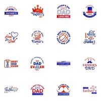 Happy fathers day 16 Blue and red Typography set Vector typography Vintage lettering for greeting cards banners tshirt design You are the best dad Editable Vector Design Elements