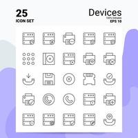 Conjunto de iconos de 25 dispositivos 100 archivos eps 10 editables concepto de logotipo de empresa ideas diseño de icono de línea vector