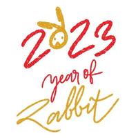 2023 year of the rabbit hand written textured brush rustic style vector