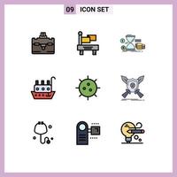 9 Creative Icons Modern Signs and Symbols of chemistry bacteria money vessel marine Editable Vector Design Elements