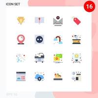User Interface Pack of 16 Basic Flat Colors of shopping map heart location label Editable Pack of Creative Vector Design Elements