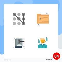 Flat Icon Pack of 4 Universal Symbols of lock book folder documents law Editable Vector Design Elements