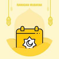 plantilla de saludo ramadan kareem media luna islámica y linterna árabe ilustración vectorial vector