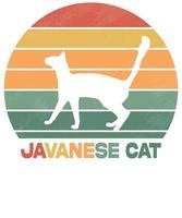 diseño de camiseta de estilo retro de silueta de gato javanés vector