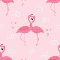 Flamingos couple seamless pattern vector