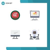 Group of 4 Modern Flat Icons Set for bangla computer business editor device Editable Vector Design Elements