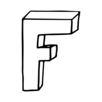 letter F hand drawn in doodle style. sketch,  font, handwriting vector