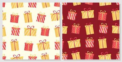 Vector seamless pattern with festive boxes. Pattern for New Year, Christmas, birthday and other.