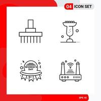 Creative Set of 4 Universal Outline Icons isolated on White Background Creative Black Icon vector background