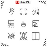 9 Icons Line Style Grid Based Creative Outline Symbols for Website Design Simple Line Icon Signs Isolated on White Background 9 Icon Set vector