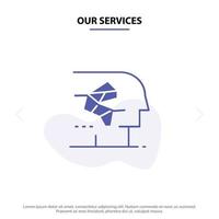 Our Services Android Artificial Brain Human Interface Solid Glyph Icon Web card Template vector