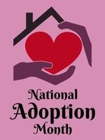 National Adoption Month, Vertical poster, banner, flyer or placard on social topics vector