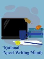 National Novel Writing Month, Vertical poster, banner, flyer or placard vector