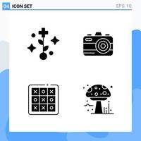 Modern 4 solid style icons Glyph Symbols for general use Creative Solid Icon Sign Isolated on White Background 4 Icons Pack vector