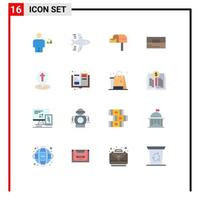 16 Thematic Vector Flat Colors and Editable Symbols of map wallet letter box man accessories Editable Pack of Creative Vector Design Elements