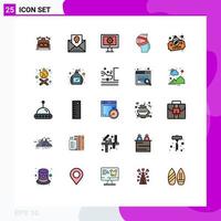 25 Filled line Flat Color concept for Websites Mobile and Apps women pregnancy mail safety web maintenance Editable Vector Design Elements