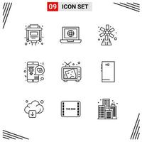 9 Icons Line Style Grid Based Creative Outline Symbols for Website Design Simple Line Icon Signs Isolated on White Background 9 Icon Set vector