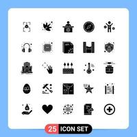 25 Thematic Vector Solid Glyphs and Editable Symbols of idea navigation reception location direction Editable Vector Design Elements