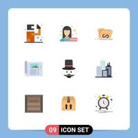 User Interface Pack of 9 Basic Flat Colors of moustache sketch exploit plan design Editable Vector Design Elements