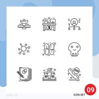 Modern Set of 9 Outlines Pictograph of crypto currency coin teller elastic man Editable Vector Design Elements