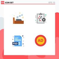 4 Thematic Vector Flat Icons and Editable Symbols of night ad performance management document advertisement Editable Vector Design Elements