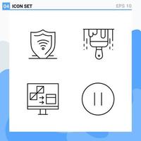 Modern 4 Line style icons Outline Symbols for general use Creative Line Icon Sign Isolated on White Background 4 Icons Pack vector