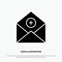 Add AddMail Communication Email Mail solid Glyph Icon vector