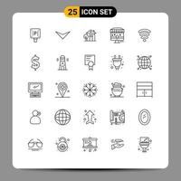 Modern Set of 25 Lines and symbols such as currency servics home wifi marketing Editable Vector Design Elements