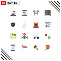 Pictogram Set of 16 Simple Flat Colors of network arrows dumbbell wardrobe furniture Editable Pack of Creative Vector Design Elements