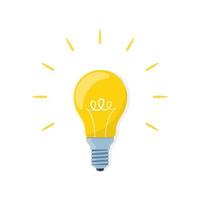 Light bulb, creative idea and innovation. Bulb on white background. Vector illustration in flat style.