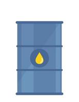 Metal barrel with oil icon. Barrel with oil drop icon on it. Ecology, environmental pollution, waste. Flat style vector illustration.
