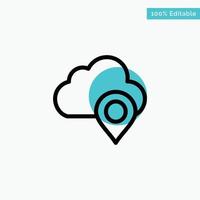 Cloud Map Pin Marker turquoise highlight circle point Vector icon