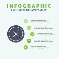 cerrar interfaz cruzada ningún usuario icono sólido infografía 5 pasos presentación antecedentes vector