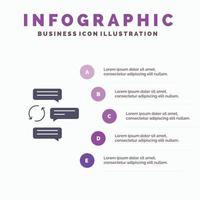 Chat Chatting Conversation Dialogue Auto Robot Solid Icon Infographics 5 Steps Presentation Background vector