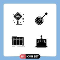 Group of 4 Solid Glyphs Signs and Symbols for airport sound taxi banjo dj Editable Vector Design Elements