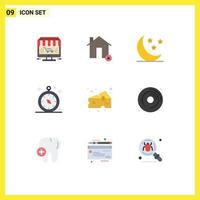 9 Thematic Vector Flat Colors and Editable Symbols of cheese navigation protect gps weather Editable Vector Design Elements