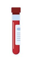 Medical flask icon with blood. Blood test tube with label. Vector Illustration in flat style.