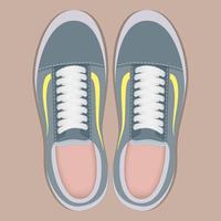 Pair of stylish sport sneakers, top view. Sport shoes for running. Vector illustration in flat style.